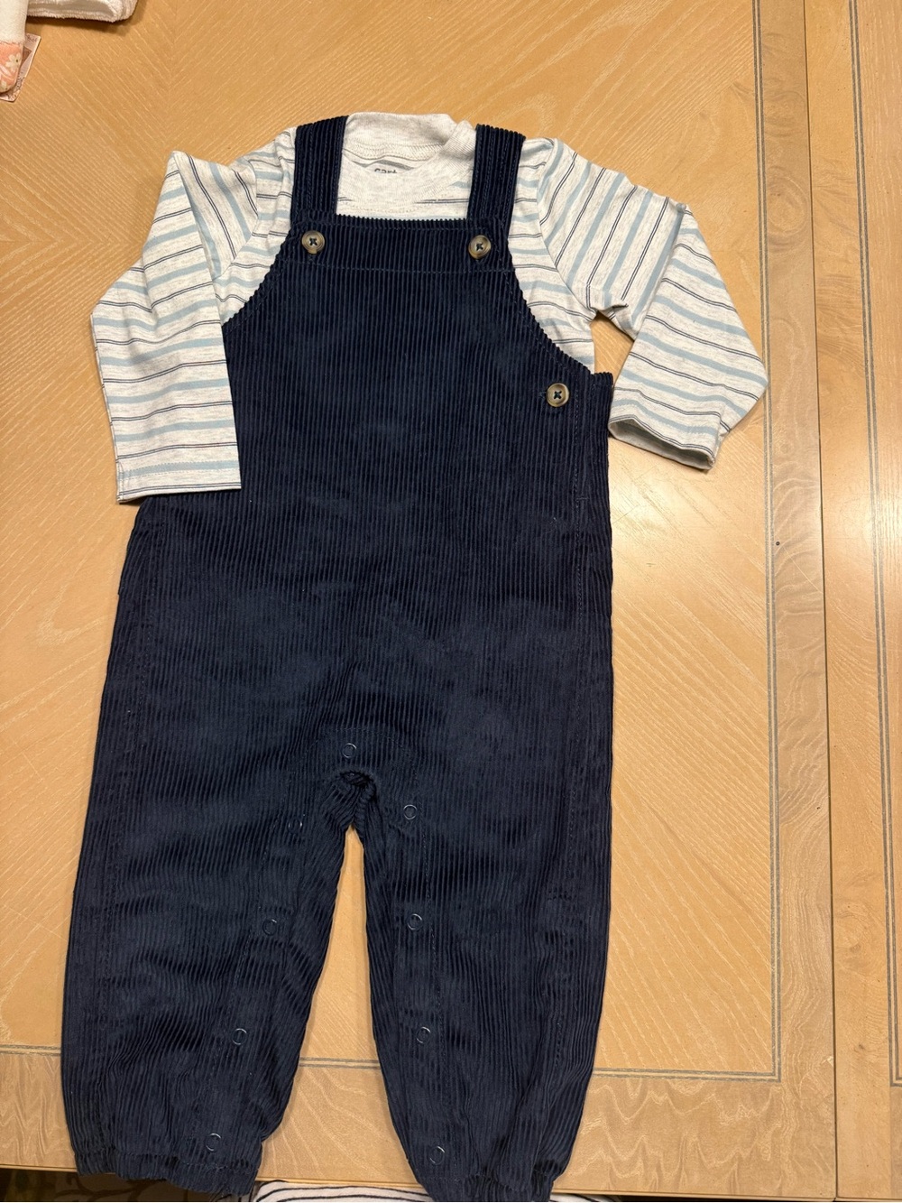 Carter's Navy Corduroy Overalls with Button Details